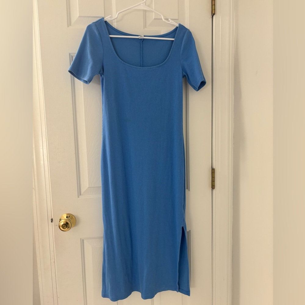 Old Navy Blue Midi Dress with Short Sleeves
